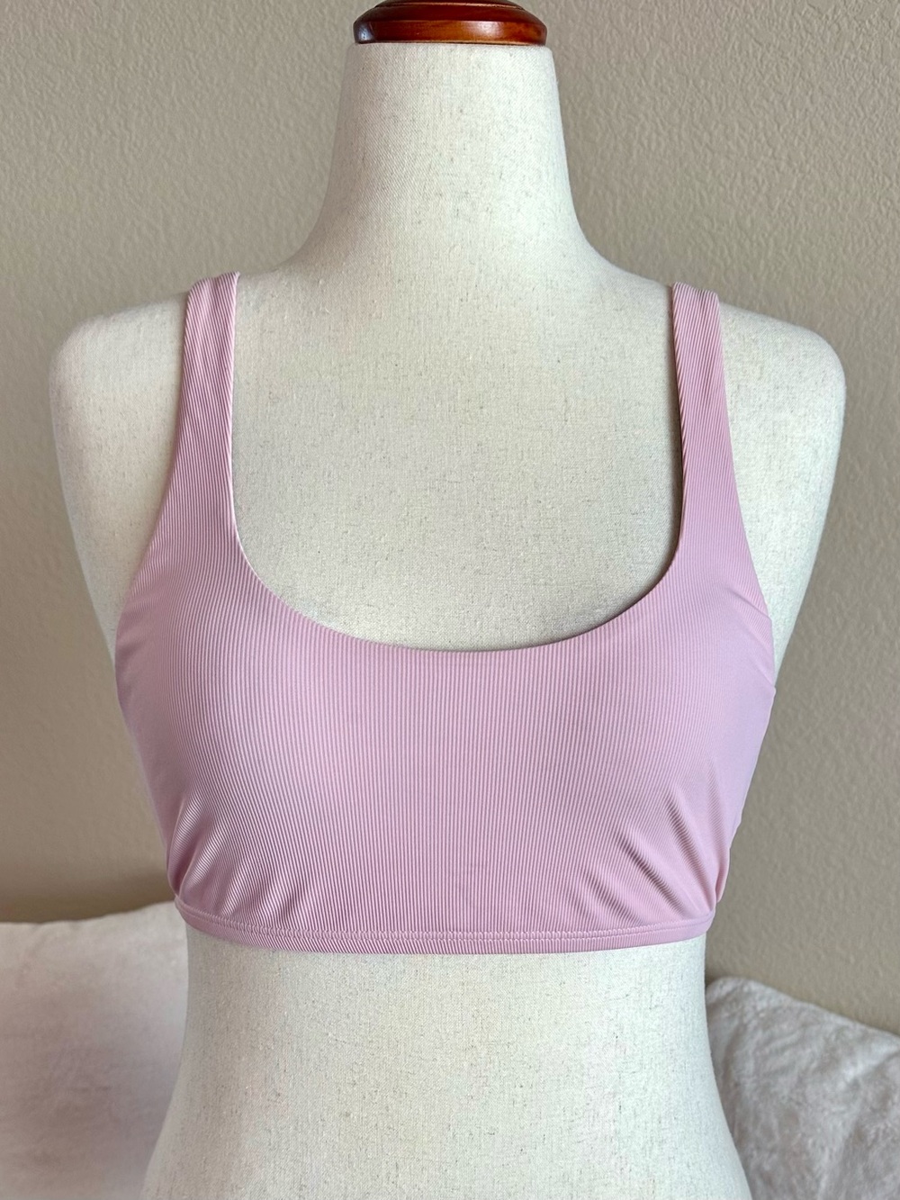 JOLYN x Emma Kravos MAHINA Swim Bikini Top Tank Pink Ribbed Large Athletic Rare